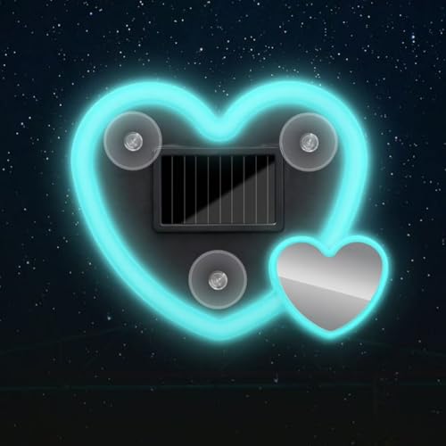 Solar Powered Heart Ambience Light, Multi-Color Multi-Mode, Wireless Installation, Smart Lighting, Car Interior Decor (ice Blue)