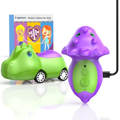 Inspireyes Dinosaur Walkie Talkies for Kids Rechargeable, Dino Toy Cars for Boys & Girls Ages 5-7, Crystal-Clear Audio, 48H Playtime, Fun Indoor & Backyard, 3 Year Old Boy Gift Birthday Xmas, 2 Pack