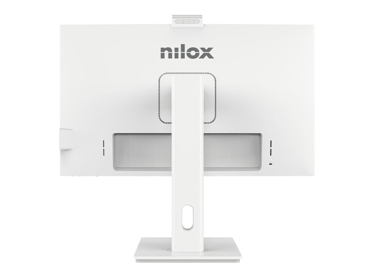 Nilox NXM24RWEB02W Monitor Business 24'' IPS Full HD 120 Hz (Bianco), Webcam FHD Integrata, Regolabile, Connessioni HDMI/DP/VGA