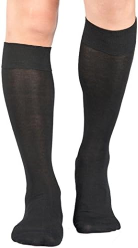 Y2Y2 3 Pairs Men's Knee-High Dress Socks/Black x3 / Shoe Size (7-12)