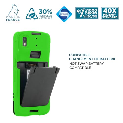 Mobilis Rugged Case for Zebra TC22 TC27 Mobile Computer with Handstrap, Reinforced Protective Cover, Military Grade Shockproof, Compatible with Charging Accessories, Recycled Materials (Neon Green) - Thumbnail 6