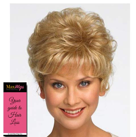 Sonata Top Piece Color R8/25 Golden Walnut - Short Curly Hair Topper Vibralite Synthetic Head Addition Clip Updo Crowne Thinning Bundle MaxWigs Hairloss Booklet