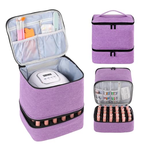KGMCARE Travel Nail Polish Organizer, Holds 30 Bottles (15ml), Double-layer Nail Polish Carrying Case, Large Capacity Portable S