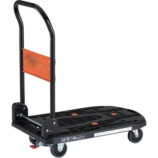 Amazon.co.jp: 折畳 780×490 黒 ストッパー付 台車 折りたたみ : 産業 
