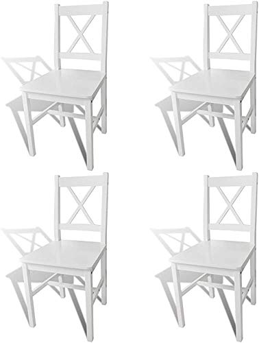 Solid wood dining chair 4x white kitchen chairs wooden,White