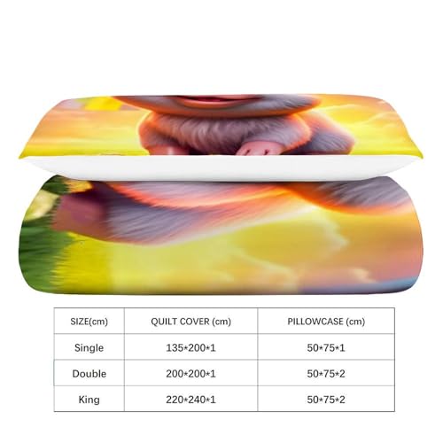 Housses de couettes 135x200 animaux cartoon parure de lit microfibre douce - 4