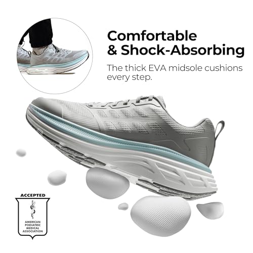 NORTIV 8 Men's Walking Running Tennis Cushioning Shoes ActiveFloat Non Slip Athletic Gym Workout Jogging Comfortable Sneakers,Size 12,Grey,SNWS245M