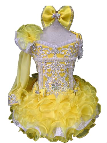 Jenniferwu Handmade Toddler Girl Party Dress Baby Pageant Dress Birthday Dresses Girl's Princess Dress G011Y Yellow 3T