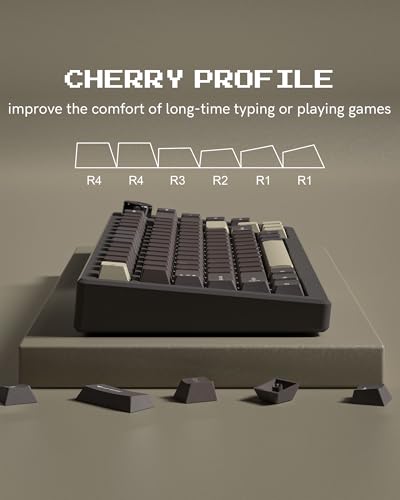 Image of Double Shot PBT Keycaps Set 138 Keys, Cherry Profile Custom Keycaps 60 65 75 100 Percent for 61 /64 /68 /84 /87 /100 /104 /108 Retro Gaming Mechanical Keyboard, Brown Coffee