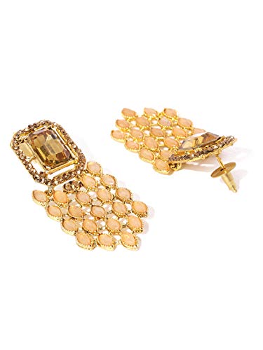 Image of Asmitta Kundan Pearl Studded Gold toned Dangle Earrings for women