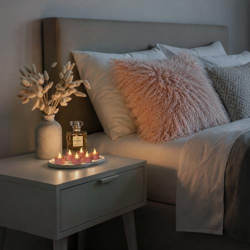 Image of FURORA LIGHTING Pink Glitter Flameless Tealights - 1.45 inch W x 1.57 inch H, 12-Pack, Batteries Included