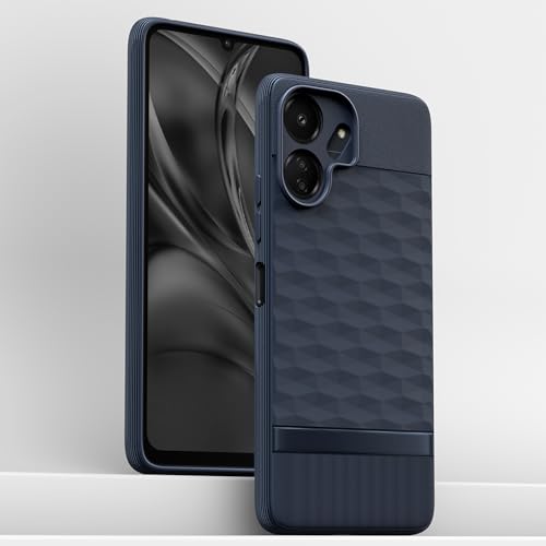 Image of Pikkme Back Cover for Redmi 13c 4G / Redmi 13c 5G / Poco C65 Camera Protection 3D Hexa Cube Design Silicone Protective Bumper Case (Blue)