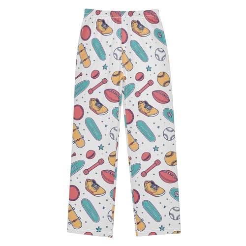 Pajama Bottoms, Colorful Sports Cartoon Pattern Sleeping Pant Lounge Wear Elastic Waist Long Pants Sleepwear Pjs