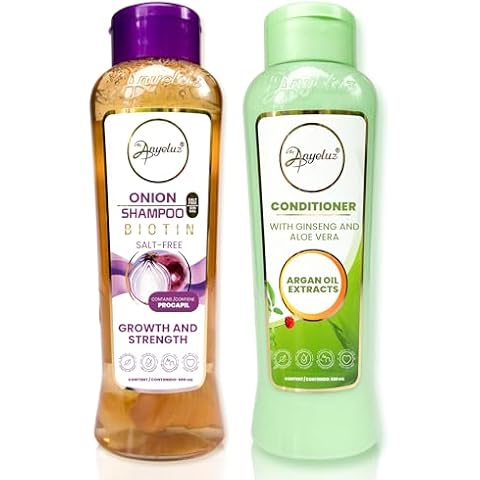 ANYELUZ Onion Shampoo and Aloe Conditioner Set, Strength and Hydration for your Hair, With Onion Extract, Biotin and Argan Oil, Cleanses Deeply and Provides Hydration Cover