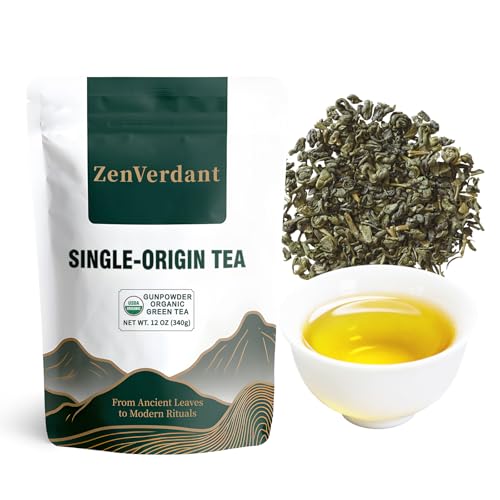 ZenVerdant Organic Gunpowder Green Tea, Perfect for Moroccan Mint, 12oz