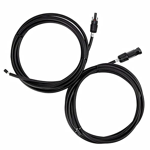 Renogy 6M/20FT 10AWG Kit Adaptador de Cables Solares de Extensión con Conector Hembra y Macho, para Conexión al Panel Solar y Controlador, Negro, Impermeable