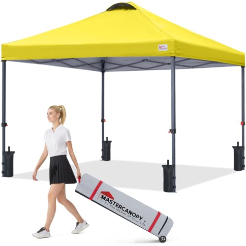 Image of MASTERCANOPY 10x10 Durable Pop Up Canopy Tent with Roller Bag, Yellow