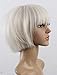 TSNOMORE White Bob Synthetic Wig for women 12 inch Short Straight Wig with Full Bangs Wigs for Daily Party Cosplay Halloween (White)