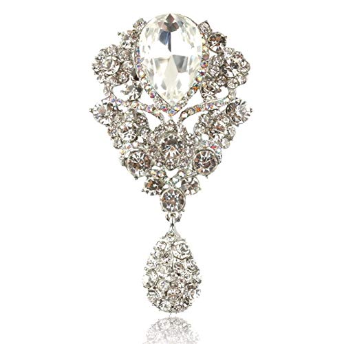 Broche Claire en forme de larme, bijoux en cristal argent pour femme