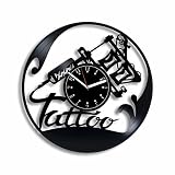 Kovides Tattoo Vinyl Record Wall Clock 12 Inch - Tattoo Salon Decor - Wall Art - Gift Idea for Boy -