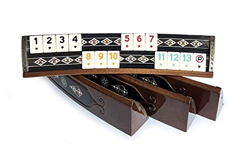 Juego Rummi artesanal con tablero de madera natural miniatura 2