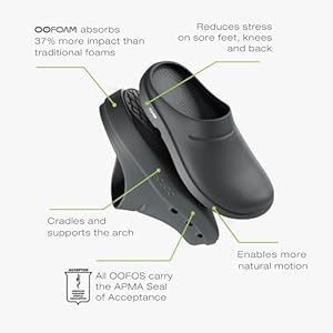 OOFOS Tamanco OOcloog Recovery - Feminino e Masculino, Preto fosco