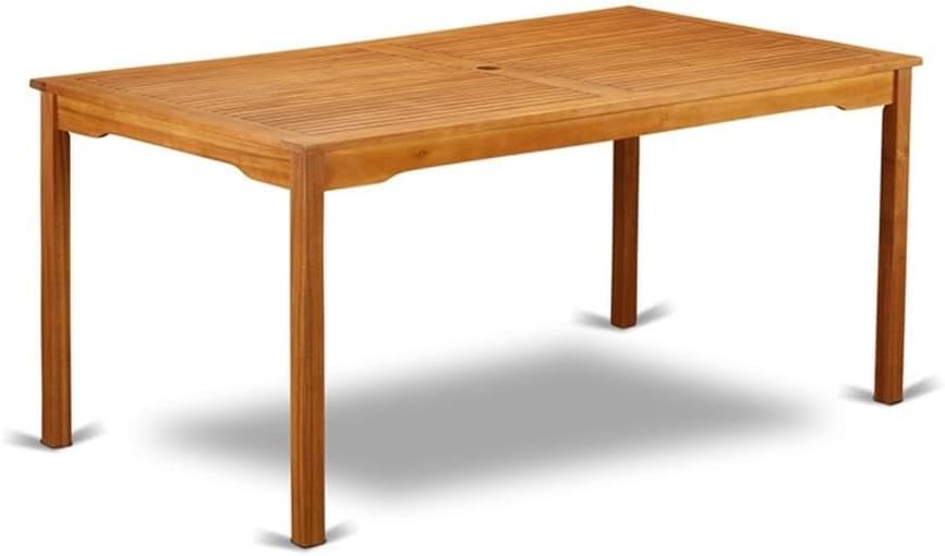 Pemberly Row Contemporary 5-Piece Patio Bistro Dining Set, Natural Oil Finish, Rectangular Table and Foldable Chairs, Compact Outdoor Dining Furniture for Patio or Garden Spaces