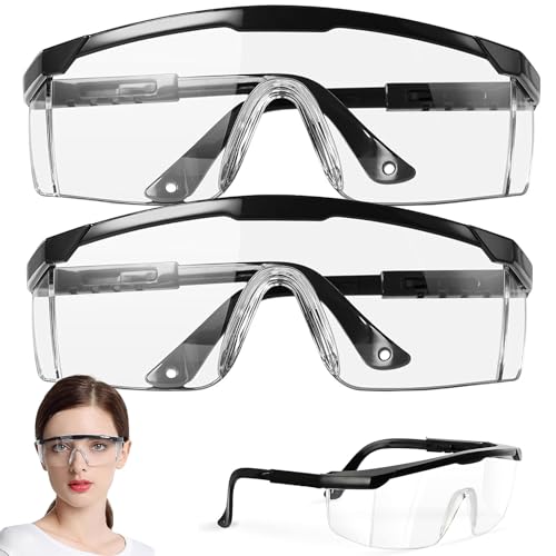 FLZONHUT Gafas de seguridad, 2 unidades, transparentes, gafas de protección laboral con protección lateral alta, gafas de protección de laboratorio para bricolaje, laboratorio, protección ocular, lazo