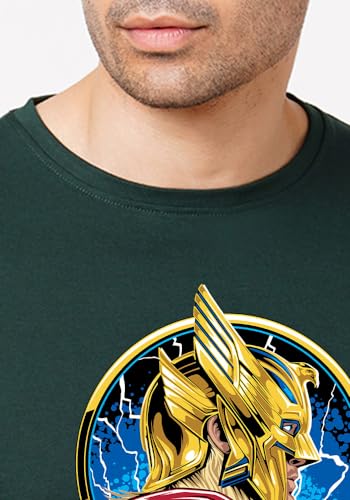 Image of Wear Your Opinion Men's S to 5XL Premium Combed Cotton Printed Half Sleeve T-Shirt (Design: Golden Thor)