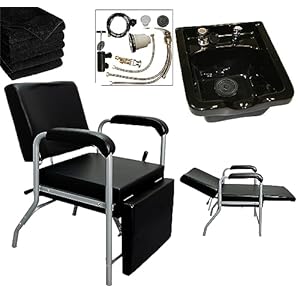 ABS Plastic Shampoo Bowl & Reclining Salon Chair with Foot Rest for Salon Spa Beauty Equipment