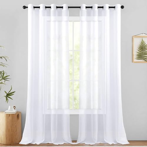 Lista de Cortinas de paneles - los preferidos. 47 NANWEI Cortinas Translucidas Equilibrar La Privacidad y La Luz, Cortinas Transparentes para Recamara y Sala Ligero Vertical con Ojales en La Parte Superior, 2 Paneles, 132 x 241...
