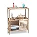 Produktbild Relaxdays Badschrank Holz mit 3 Ablagen, breites Badregal, Walnuss Regal f. Bad u. Küche, HxBxT: 86 x 68 x 36 cm, natur