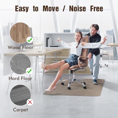 Image of Blvornl Office Chair Mat for Hardwood Floor, 36 inch x 48 inch Desk Chair Mat for Hard Wood and Tile Floor, Large Anti-Slip Hard Floor Protector Rolling Chair Mat, PVC Mat Desk Rug for Office Home, Dark Brown