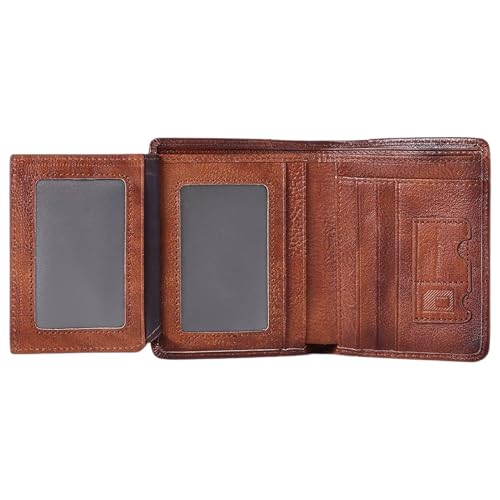Cartera de Bolsillo para Hombre | Cartera Corta de Gran Capacidad con Bloqueo RFID para Hombre | Cartera de Mano Ligera para Hombre, multitarjetero, para Hombres y niños, Brown, Loose- Version,