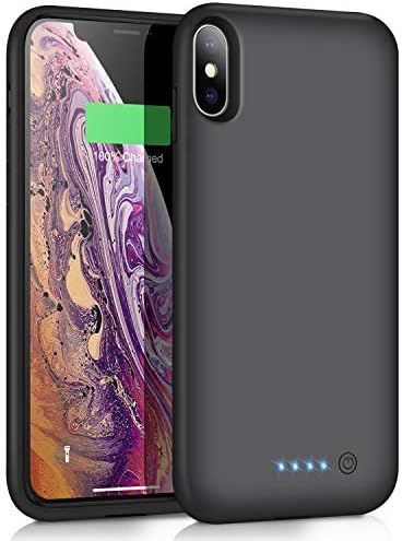 Battery Case for iPhone Xs MAX, 7800mAh Portable Battery Pack Ultra Rechargeable Smart Case Protective Battery Charging Case for iPhone Xs MAX External Battery Backup Cover(6.5 inch) - Black