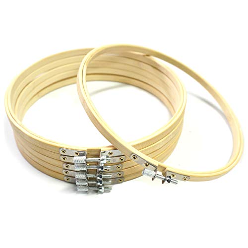 YXJDWEI 6Pcs Stickrahmen Ø 20cm Bambus Stickerei Ring Cross Stitch Hoop Stickerei Rahmen Nähset für Stickerei Kreuzstich Tapisserie Cover