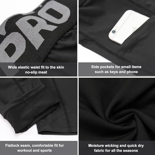 YUSHOW 3 Pack 3/4 Men's Compression Pants Tights Athletic Running Workout Leggings Quick Dry Sports Baselayer4