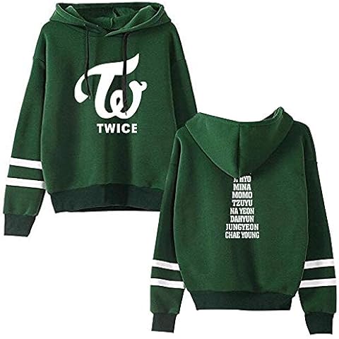 NCTCITY Hoodies Long Sleeve Letter Printing Hooded Streetwear Sweatshirts Pullover Unisex Tops with Drawstring Autumn Winter NA YEON JUNG YEON MOMO SANA JI Hyo MINA DAHYUN CHAE Young TZUYU Green Cover