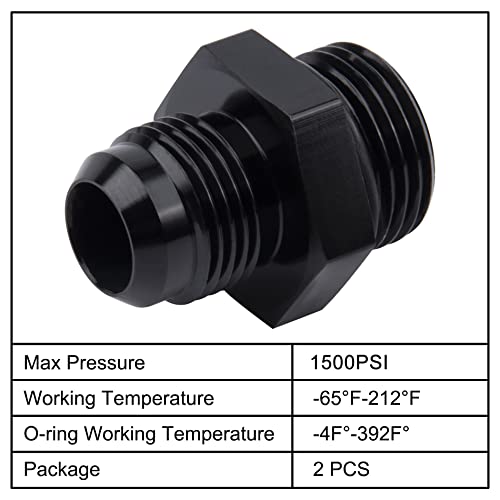 Image of EVIL ENERGY 8AN Flare to 10AN ORB Male Fuel Rail Adapter Fitting Black 2Pcs