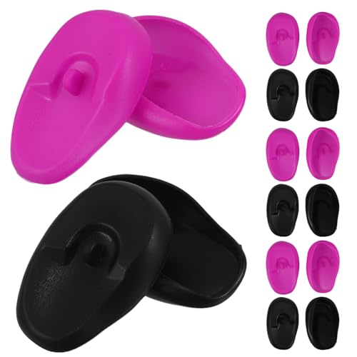 LRXIYODE de Oídos de Silicona Impermeables para Tinte de Cabello Resistentes al Calor Tamaño 8 Pares 4 Morados 4 Negros Reutilizables para Salón y Uso Doméstico