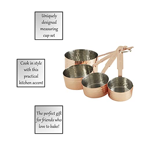 47Th & Main Rustic Hammered Stainless Steel Measuring Cup Set, 4-Piece, Copper #TOP2