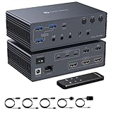 【Multiples méthodes de commutation】KVM Switch usb c adaptées à vos habitudes d'utilisation selon différents scénarios : utilisation des boutons physiques du panneau avant, commande à distance via la télécommande infrarouge incluse, ou connexion d'un commutateur à fil externe pour une expérience plus flexible - il existe toujours une méthode adaptée à vos besoins