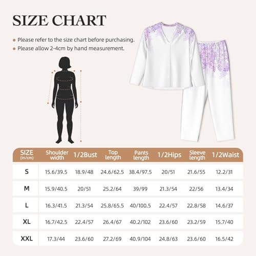 Pyjama manches longues imprimé fleurs lilas ensemble de nuit confortable - 6