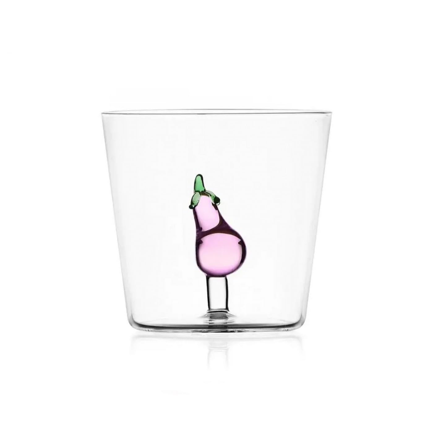 Ichendorf Milano Eggplant Tumbler, Vegetables Collection, 35 cl, Borosilicate Glass, Handmade