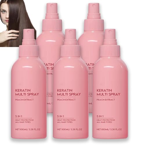 5 en 1 queratina spray hidratante instantáneo para el cuidado del cabello, acondicionador antiencrespamiento, desenredante nutritivo, suave, seguro para todo tipo de cabello (5 unidades)