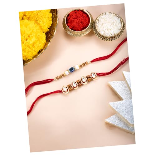 Image of Peora Evil Eye & Crystals Studded Rakhi for Brother Bhaiya | Red Thread | Raksha Bandhan Hamper with Roli Chawal Greeting Card