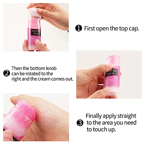 Boobeen Sequins Chunky Glitter, Glitter Stick For Body & Face, Long Lasting Hair Painting Glitter Sequin Sparkling Gel For Festival Party Makeup Easy To Apply 3 Colors Available #TOP1
