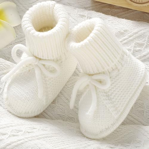 Baby Booties Newborn Soft First Walking Shoes Hand Crochet Knit Booties for Toddler Infant Boy Girl 2 Pairs3