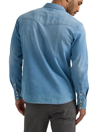 Lee Men's Heritage Western Shirt, Light Worn in Wash, 38/40