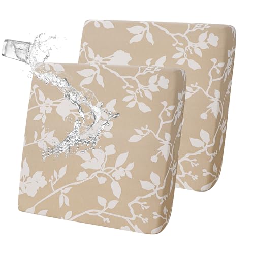 FORCHEER Waterproof Ourdoor Cushion Covers 24X24 Set of 2 Floral Printed Stretch Patio Chair Cushino Covers for Rattan Patio Furniture Replacement